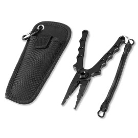 Ultralight Aluminum Fishing Pliers Split Ring Cutters Hooks Remover Fishing Holder Tackle With Oxford Sheath Security Landyard Aluminum Fishing Gripper Hook Remover Fishing Lip Plier Fishing Tools Set Portable Fishing Tackle