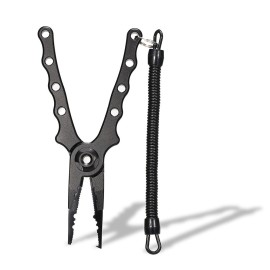 Ultralight Aluminum Fishing Pliers Split Ring Cutters Hooks Remover Fishing Holder Tackle With Oxford Sheath Security Landyard Aluminum Fishing Gripper Hook Remover Fishing Lip Plier Fishing Tools Set Portable Fishing Tackle