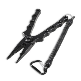 Ultralight Aluminum Fishing Pliers Split Ring Cutters Hooks Remover Fishing Holder Tackle With Oxford Sheath Security Landyard Aluminum Fishing Gripper Hook Remover Fishing Lip Plier Fishing Tools Set Portable Fishing Tackle