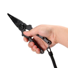 Ultralight Aluminum Fishing Pliers Split Ring Cutters Hooks Remover Fishing Holder Tackle With Oxford Sheath Security Landyard Aluminum Fishing Gripper Hook Remover Fishing Lip Plier Fishing Tools Set Portable Fishing Tackle