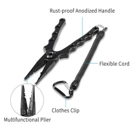 Ultralight Aluminum Fishing Pliers Split Ring Cutters Hooks Remover Fishing Holder Tackle With Oxford Sheath Security Landyard Aluminum Fishing Gripper Hook Remover Fishing Lip Plier Fishing Tools Set Portable Fishing Tackle