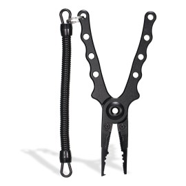 Ultralight Aluminum Fishing Pliers Split Ring Cutters Hooks Remover Fishing Holder Tackle With Oxford Sheath Security Landyard Aluminum Fishing Gripper Hook Remover Fishing Lip Plier Fishing Tools Set Portable Fishing Tackle