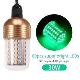 12V-60V 30W 60 LEDs Underwater Night Fishing Light Submersible LED Lamp Bait Squid Fish Attracting Light Fish Finder Light with Cord