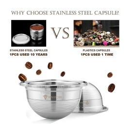 Stainless Steel Coffee Capsules Vertuoline Pod Filters Cup 70ml Brewing Volume Reusable Refillable Coffee Capsule Coffer Set for Nespresso Vertuoline GCA1 Delonghi ENV135