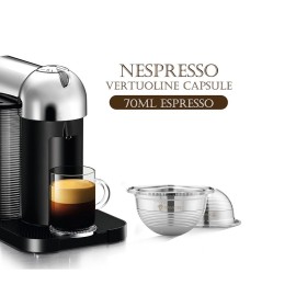 Stainless Steel Coffee Capsules Vertuoline Pod Filters Cup 70ml Brewing Volume Reusable Refillable Coffee Capsule Coffer Set for Nespresso Vertuoline GCA1 Delonghi ENV135