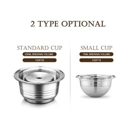 Stainless Steel Coffee Capsules Vertuoline Pod Filters Cup 70ml Brewing Volume Reusable Refillable Coffee Capsule Coffer Set for Nespresso Vertuoline GCA1 Delonghi ENV135