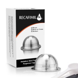 Stainless Steel Coffee Capsules Vertuoline Pod Filters Cup 70ml Brewing Volume Reusable Refillable Coffee Capsule Coffer Set for Nespresso Vertuoline GCA1 Delonghi ENV135