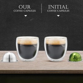Stainless Steel Coffee Capsules Vertuoline Pod Filters Cup 70ml Brewing Volume Reusable Refillable Coffee Capsule Coffer Set for Nespresso Vertuoline GCA1 Delonghi ENV135