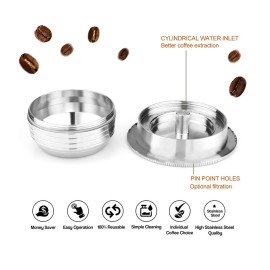 Stainless Steel Coffee Capsules Vertuoline Pod Filters Cup 70ml Brewing Volume Reusable Refillable Coffee Capsule Coffer Set for Nespresso Vertuoline GCA1 Delonghi ENV135