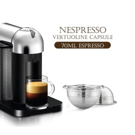 Stainless Steel Coffee Capsules Vertuoline Pod Filters Cup 70ml Brewing Volume Reusable Refillable Coffee Capsule Coffer Set for Nespresso Vertuoline GCA1 Delonghi ENV135