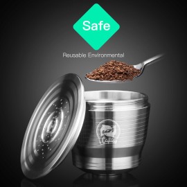 Stainless Steel Refillable Coffee Capsules for Nespresso Coffee Machine System with Hammer Gift Box Wonderful Gift for Coffer Lovers (metal round hole shape)