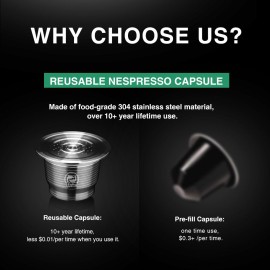 Stainless Steel Refillable Coffee Capsules for Nespresso Coffee Machine System with Hammer Gift Box Wonderful Gift for Coffer Lovers (metal round hole shape)