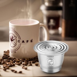 Stainless Steel Refillable Coffee Capsules for Nespresso Coffee Machine System with Hammer Gift Box Wonderful Gift for Coffer Lovers (metal round hole shape)