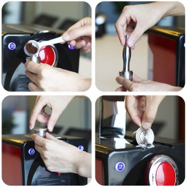 Stainless Steel Refillable Coffee Capsules for Nespresso Coffee Machine System with Hammer Gift Box Wonderful Gift for Coffer Lovers (metal round hole shape)