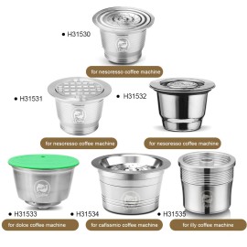 Stainless Steel Refillable Coffee Capsules for Nespresso Coffee Machine System with Hammer Gift Box Wonderful Gift for Coffer Lovers (metal round hole shape)