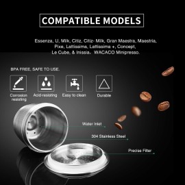 Stainless Steel Refillable Coffee Capsules for Nespresso Coffee Machine System with Hammer Gift Box Wonderful Gift for Coffer Lovers (metal round hole shape)