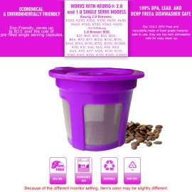 Coffee Capsules Cup Refillable Reusable Coffee Filters Capsule Pods Integrated Design Stainless Steel Mesh Strainer Replacement for Keurig 2.0 and 1.0 with Brush & Spoon 8-Pack