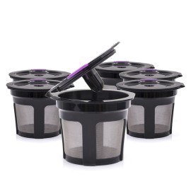 Coffee Capsules Cup Refillable Reusable Coffee Filters Capsule Pods Integrated Design Stainless Steel Mesh Strainer Replacement for Keurig 2.0 and 1.0 with Brush & Spoon 8-Pack