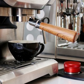 54mm Coffee Bottomless Portafilter with Filter Basket & Wooden Handle Replacement for Breville 880/870/850 Coffee Machine Tool Reusable Alloy Filters Coffee Extraction Accessories