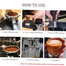 54mm Coffee Bottomless Portafilter with Filter Basket & Wooden Handle Replacement for Breville 880/870/850 Coffee Machine Tool Reusable Alloy Filters Coffee Extraction Accessories