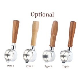54mm Coffee Bottomless Portafilter with Filter Basket & Wooden Handle Replacement for Breville 880/870/850 Coffee Machine Tool Reusable Alloy Filters Coffee Extraction Accessories