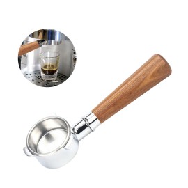 54mm Coffee Bottomless Portafilter with Filter Basket & Wooden Handle Replacement for Breville 880/870/850 Coffee Machine Tool Reusable Alloy Filters Coffee Extraction Accessories
