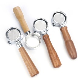 54mm Coffee Bottomless Portafilter with Filter Basket & Wooden Handle Replacement for Breville 880/870/850 Coffee Machine Tool Reusable Alloy Filters Coffee Extraction Accessories
