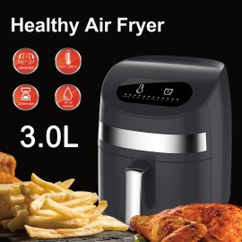Air Fryer 1000W 3L Electric Hot Air Fryer Oven with LED Digital Screen Oil Free Nonstick Pot with Knob Timer Temperature Control Air Fryer EU Plug