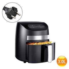 Air Fryer 1000W 3L Electric Hot Air Fryer Oven with LED Digital Screen Oil Free Nonstick Pot with Knob Timer Temperature Control Air Fryer EU Plug