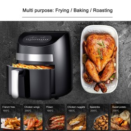 Air Fryer 1000W 3L Electric Hot Air Fryer Oven with LED Digital Screen Oil Free Nonstick Pot with Knob Timer Temperature Control Air Fryer EU Plug
