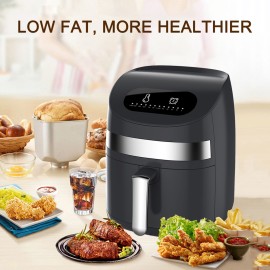 Air Fryer 1000W 3L Electric Hot Air Fryer Oven with LED Digital Screen Oil Free Nonstick Pot with Knob Timer Temperature Control Air Fryer EU Plug