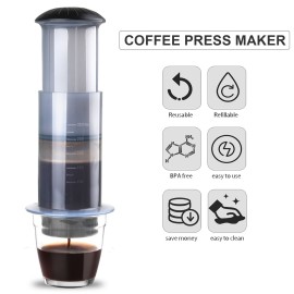Coffee and Espresso Press Maker Portable Coffee Manual Machine with 50PCS Coffee Filter Paper for Outdoor Travel Camping Picnic