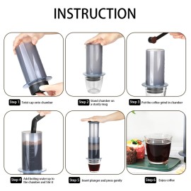 Coffee and Espresso Press Maker Portable Coffee Manual Machine with 50PCS Coffee Filter Paper for Outdoor Travel Camping Picnic