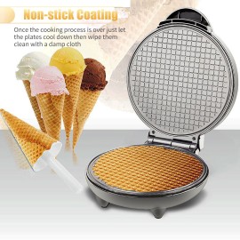 1200W Electric Ice Cream Cone Maker With Roller Waffle Cone and Bowl Maker Nonstick Waffle Baking Iron Machine Stainless Steel Housing for Home Breakfast