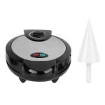 1200W Electric Ice Cream Cone Maker With Roller Waffle Cone and Bowl Maker Nonstick Waffle Baking Iron Machine Stainless Steel Housing for Home Breakfast