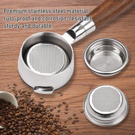 58mm 2 Ears Stainless Steel Bottomless Naked Portafilter Wooden Coffee Handle Cup Filter Basket for GAGGIA CLASSIC EVOLUTION ESPRESSO BABY CLASSIC NEW BABY