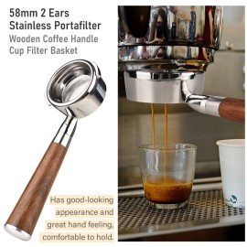 58mm 2 Ears Stainless Steel Bottomless Naked Portafilter Wooden Coffee Handle Cup Filter Basket for GAGGIA CLASSIC EVOLUTION ESPRESSO BABY CLASSIC NEW BABY