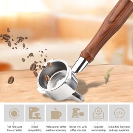 51mm 3 Ears Stainless Steel Portafilter Wooden Coffee Handle Cup Filter Basket Replacement for Donlim KF6001 Bear KFJ-A02N1 Petrus PE3690 Homix