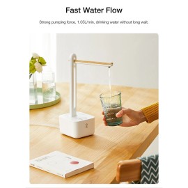 Mingzhan Wireless Foldable Water Dispenser w/180° Rotation/2000mAh/Fast Water Flow/2-Level Height of Outlet Pipe Electric Bottled Water Pump for Desktop/Barrel Dual Use White MZ-037