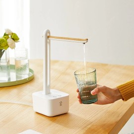 Mingzhan Wireless Foldable Water Dispenser w/180° Rotation/2000mAh/Fast Water Flow/2-Level Height of Outlet Pipe Electric Bottled Water Pump for Desktop/Barrel Dual Use White MZ-037