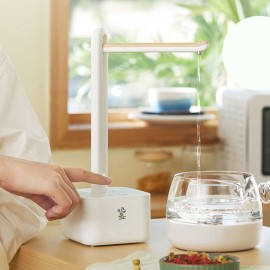 Mingzhan Wireless Foldable Water Dispenser w/180° Rotation/2000mAh/Fast Water Flow/2-Level Height of Outlet Pipe Electric Bottled Water Pump for Desktop/Barrel Dual Use White MZ-037
