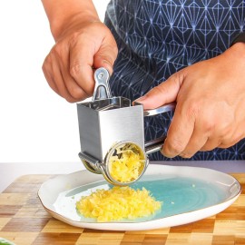 Stainless Steel Manual Rotary Cheese Grater Slicer Multi-Purpose Cheeses Carrots Cucumbers Cutter Shredder with 3 Interchanging Drums
