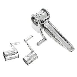 Stainless Steel Manual Rotary Cheese Grater Slicer Multi-Purpose Cheeses Carrots Cucumbers Cutter Shredder with 3 Interchanging Drums