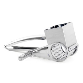 Stainless Steel Manual Rotary Cheese Grater Slicer Multi-Purpose Cheeses Carrots Cucumbers Cutter Shredder with 3 Interchanging Drums