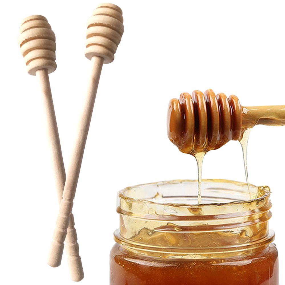 High Quality Honey Stir Bar Mixing   Handle Jar Spoon Practical 1Pc Wood Dipper Honey Long Stick Supplies Honey Kitchen Tools