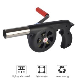 Outdoor Cooking BBQ Fan Air Blower Hand Crank Fan Air Blower Grill Picnic Camping Stove Accessories for Barbecue Fire Bellows Hand Crank Tool