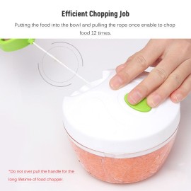 Manual Food Chopper Hand-powered Chopper Hand Pull Mincer Blender Mixer Household Food Processor for Onions Garlic Pepper Meat Fruit Vegetable 500ML