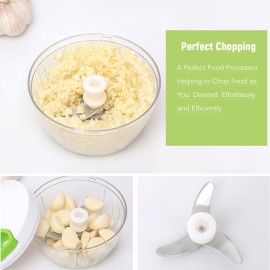 Manual Food Chopper Hand-powered Chopper Hand Pull Mincer Blender Mixer Household Food Processor for Onions Garlic Pepper Meat Fruit Vegetable 500ML