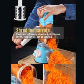 Multifunctional Vegetable Grater Rotary Cheese Grater Vegetable Slicer 3 Interchangeable Blades Easy Clean Rotary Grater Slicer for Fruit Vegetables Nuts Kitchen   Gadgets