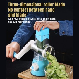Multifunctional Vegetable Grater Rotary Cheese Grater Vegetable Slicer 3 Interchangeable Blades Easy Clean Rotary Grater Slicer for Fruit Vegetables Nuts Kitchen   Gadgets